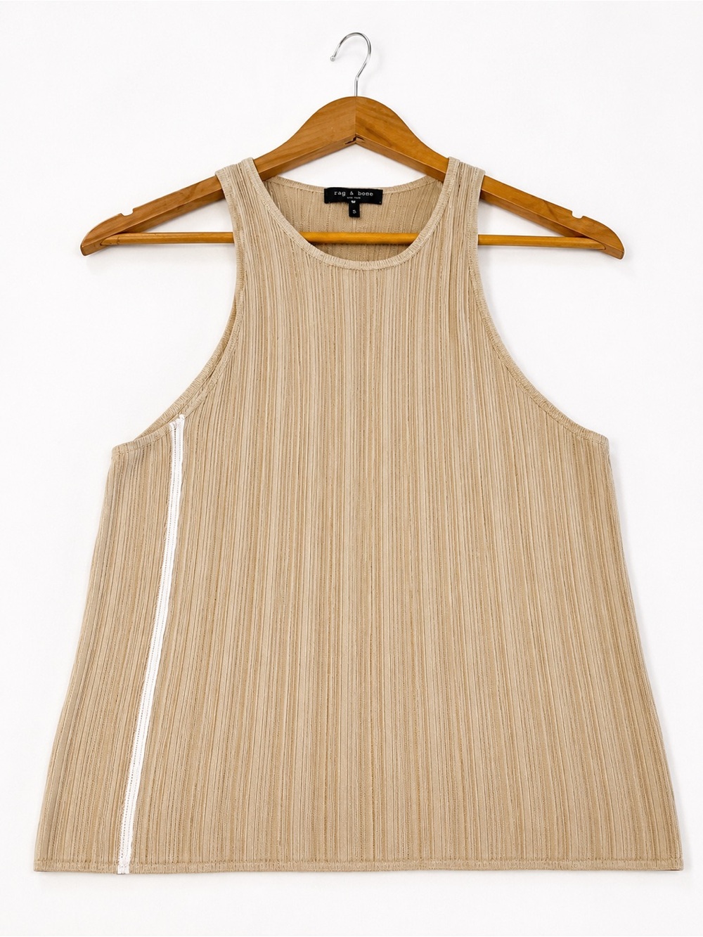 rag & bone Beige Ribbed A-Line Tank Top